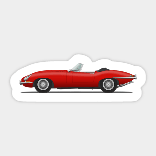 Jaguar E Type Roadster Carmen Red Sticker